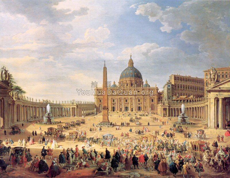 Departure of Duc de Choiseul from the Piazza di St. Pietro - 乔万尼·保罗·帕尼尼